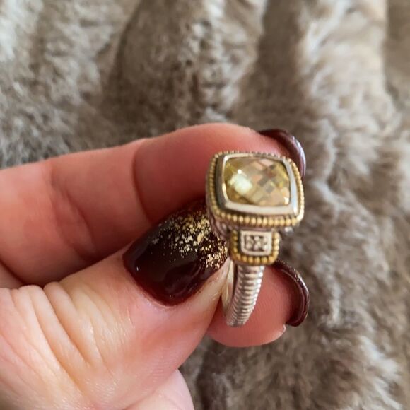Citrine and Diamond Ring 🎁♥️🎄💝🥰💎 Two Tone - Picture 3 of 7